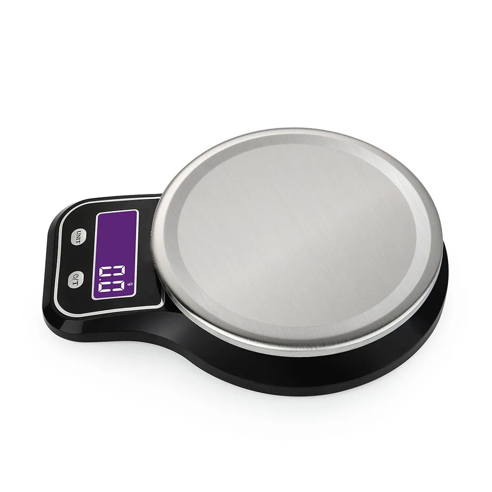 Durable Stainless Steel ABS Kitchen Scale LCD Display Black Food Scale Portable Accurate Digital Scale Meal Prep