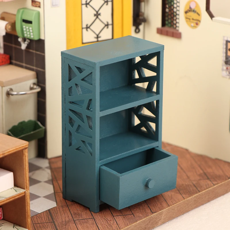 1:12 Dollhouse Mini Bookcase Cupboard Cabinet Model Doll Home Storage Cabinet Furniture Decor Toy Micro Scene Construction Props