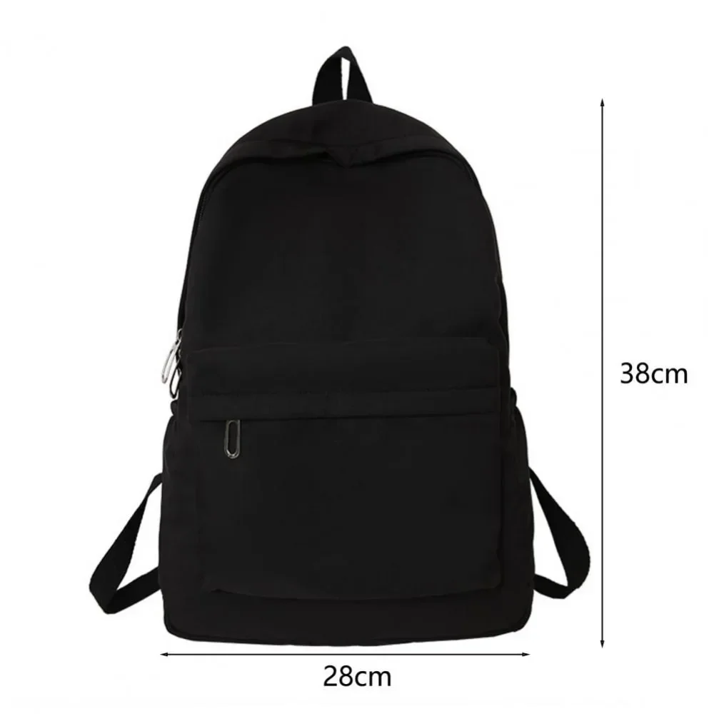 Women Schoolbag Waterproof Large Capacity School Backpack Smooth Zipper Solid Color Teens Girl Casual Daypack Bag Student Supply