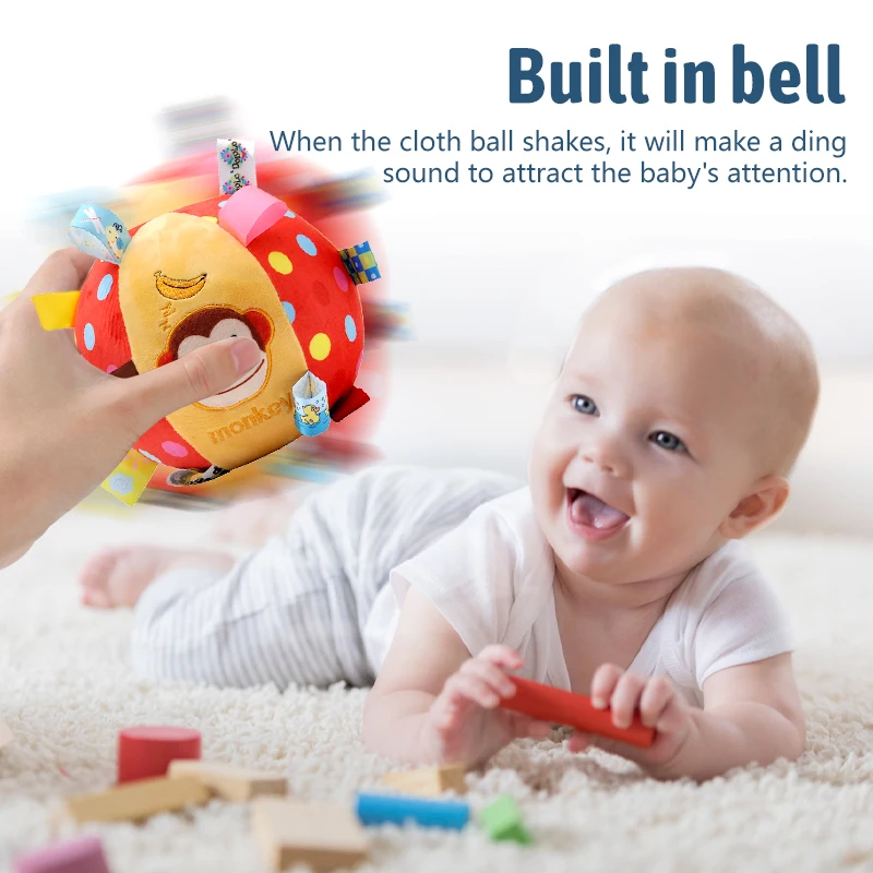 Baby-Soft-Griffball-Rassel: Sensorisches Entwicklungsspielzeug zur Tierkognition, strukturierter Ball, interaktiver Beißring für Eltern und Kind, Geschenke