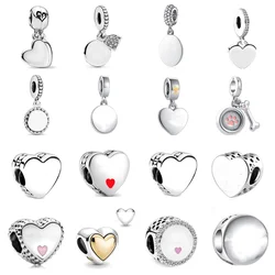 2024 New 925 Sterling Plated Silver Beads Smooth surface Charms Fit Original Pan Bracelet DIY Gift Women