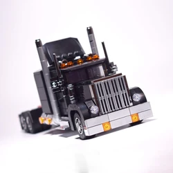 MOC American Semi Truck Trailer Head Heavy Transport Vehicle Building Blocks Bricks Model Set DIY Toys for Kids Gifts