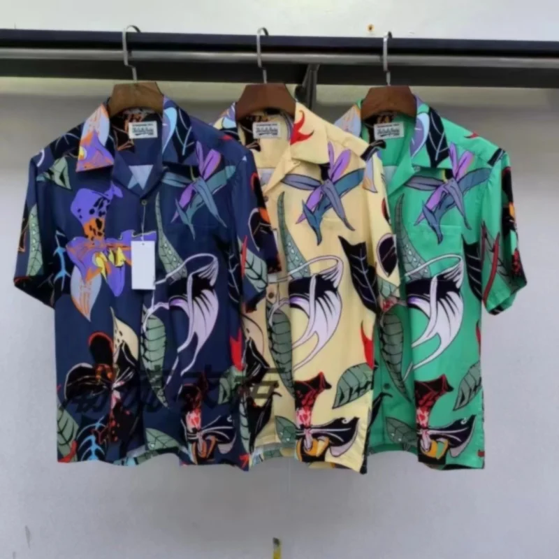 

Spring Summer Wildflower Pattern Digital Print WACKO Hawaiian Shirt Holiday Beach Casual Hipster Cuban Neck Shirt Tops