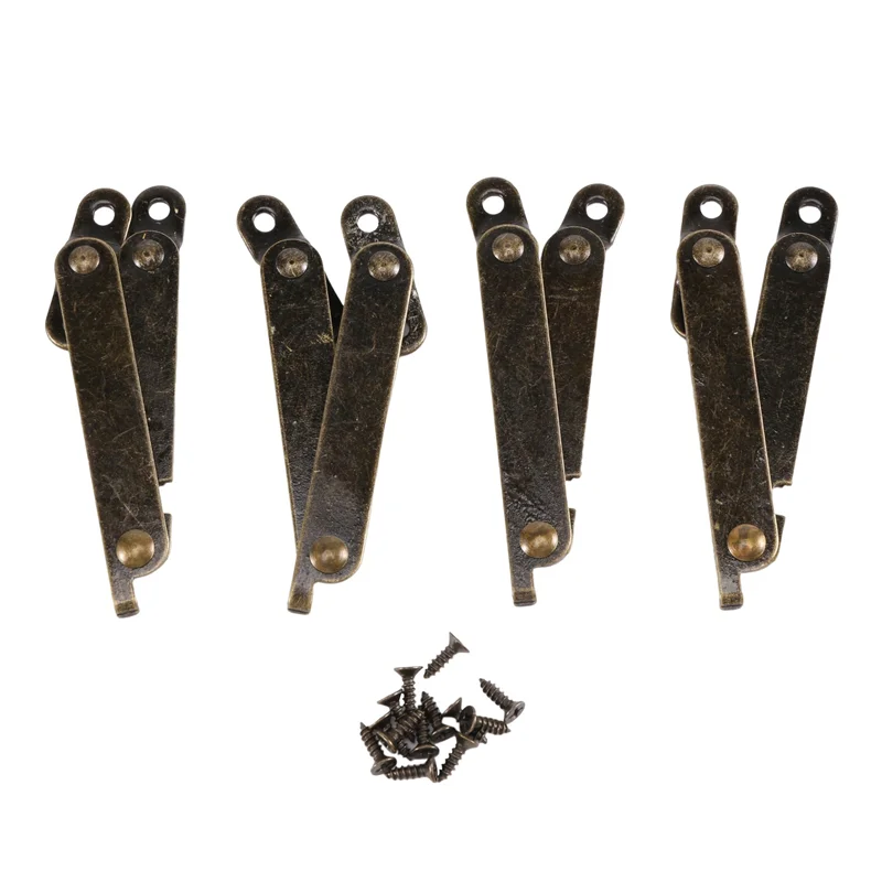 ABZS Scatola per mobili Coperchio pieghevole girevole Cerniera di supporto Tono bronzo 4 pezzi