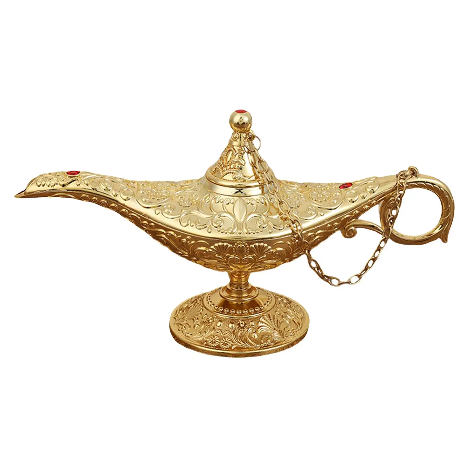 Aladdin Lamp Wishing Light Vintage Arabian Decor Gold Accent Genie Art Zinc Alloy Tabletop Home Office Collectable Christmas