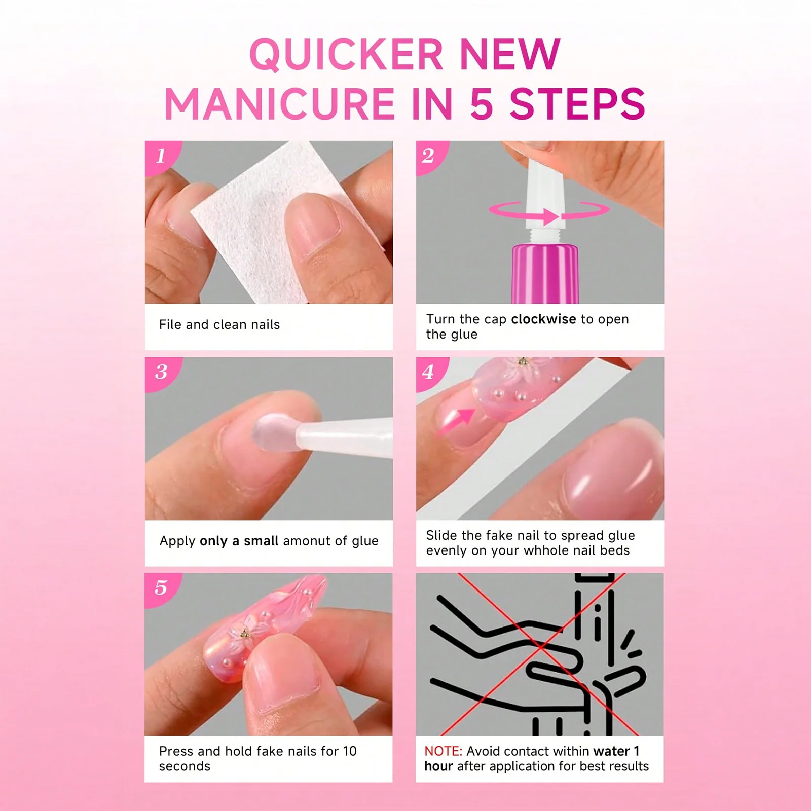 1/2 قطعة غراء أظافر سريع الجفاف 3 في 1 جل للضغط على الأظافر وملحقات الأكريليك لاصق قوي طرف واضح UV جل لا حاجة للعلاج