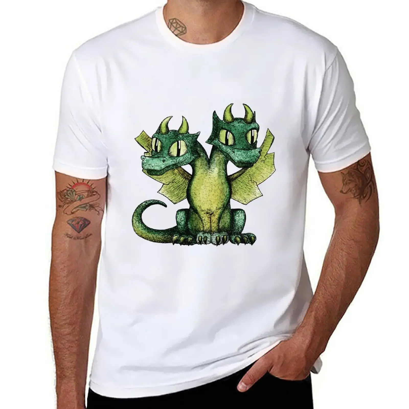 

Two-headed Dragon T-Shirt t shirt for man 100 percent cotton man graphic t shirt T-Shirt