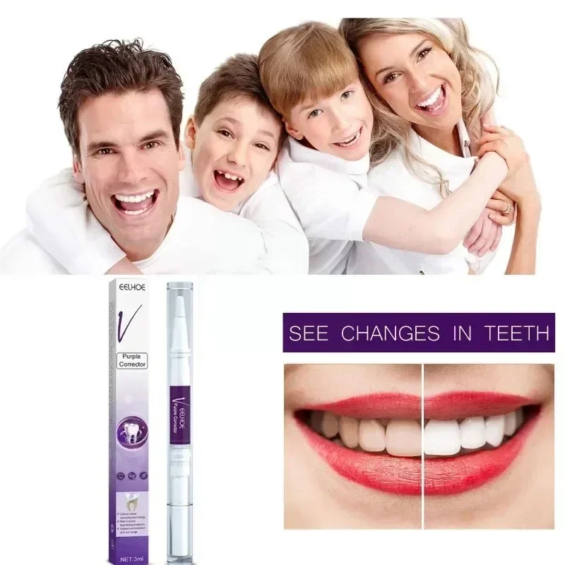 V34 Teeth Whitening Toothpaste Purple Dental Bleaching Mousse Remove Yellow Stains Oral Hygiene Fresh Breath Teeth Care Products