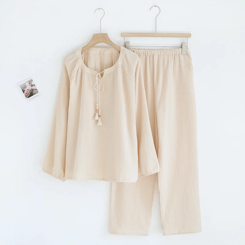 

100% Cotton Gauze Pajamas For Women Nightwear Underwear Set Korean Sleepwear For Sleeping Pj Women's Home Clothes Pyjama Set