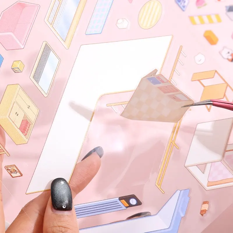 1set Cartoon Pet Store 3d Simulation Cabin Stickers Cute Handmade Diy Landscaping Stickers Scene Stacking Pasting Stickers