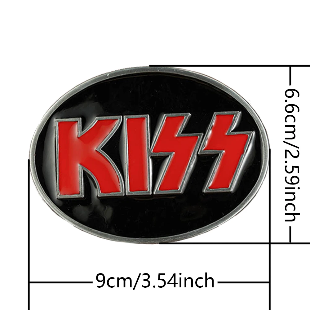 1 drop oil embossed KISS letter buckle, stylish men's novelty belt buckle