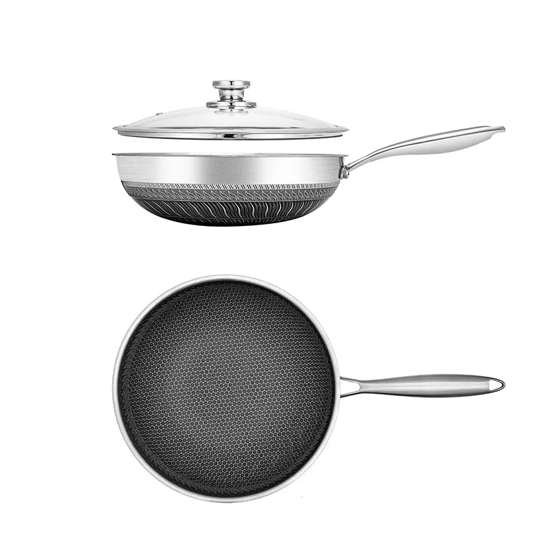 

Nonstick Wok Pan Honeycomb Hybrid Woks Stir-fry Pans Nonstick Stir Frying Pan Non Toxic Cooking Pan Compatible with All Cooktops