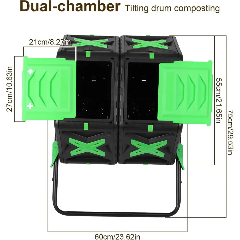مركب بهلوان خارجي بسعة 140 لترًا لسهولة إعادة تدوير نفايات الحديقة #6