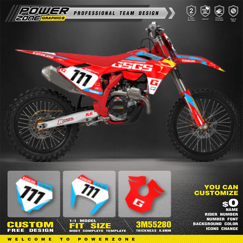 

PowerZone Custom Team Graphics Backgrounds Decals Stickers Kit For GASGAS 2024-2026 EC MC Motorcycle Decal Sticker 004