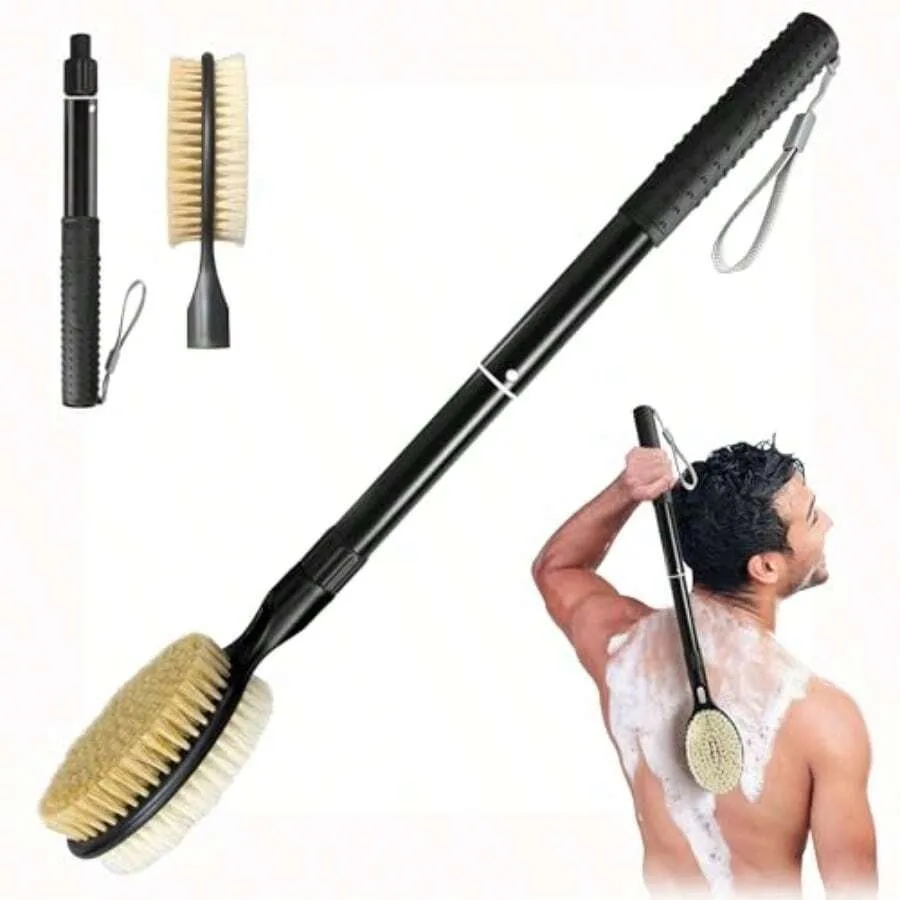 

Back Scrubber With Soft And Stiff Bristles 17''-25'' Long Handle Dual-Sided Shower Brush For Body For Deep Cleaning