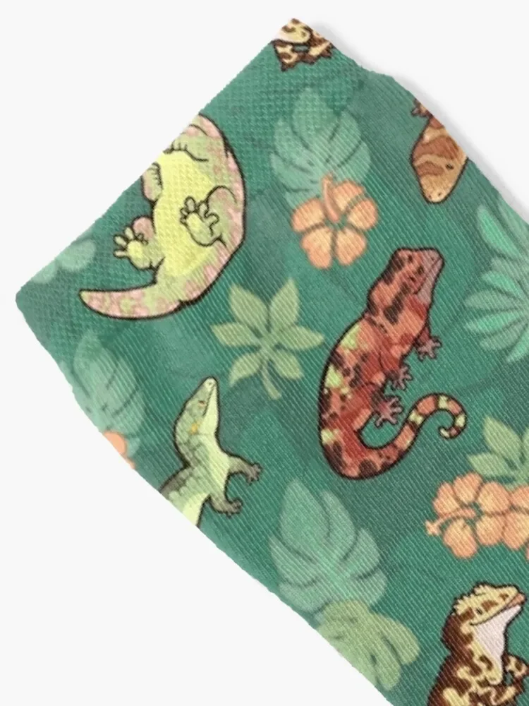 Gecko family in green Socks hiking short Socks Ladies Men's