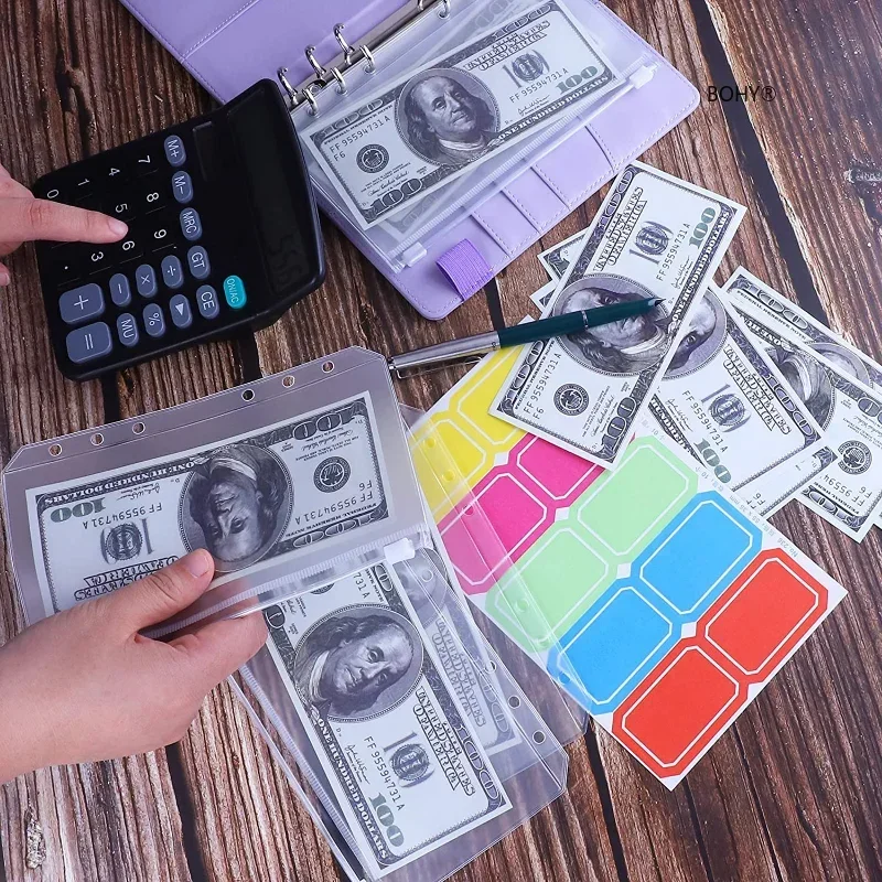 2024 Budget Binder with Zipper Envelopes Organizer with Cash Envelopes for Budgeting Saving Money A6 Planner with 6 Pockets