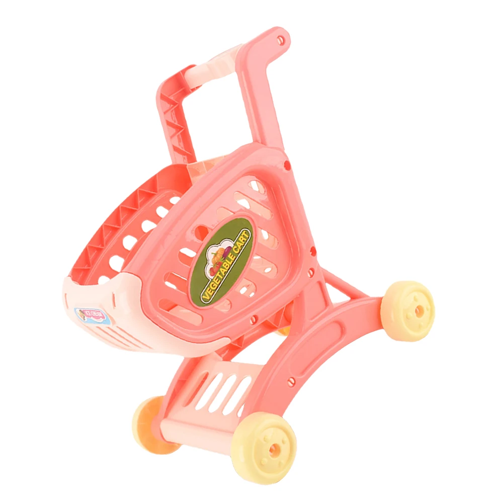 Rollenspel voor kinderen Winkelwagen Speelgoedsimulatie Trolley voor kinderen Voedselkar Opbergrek Baby Roze Speeltijdaccessoires