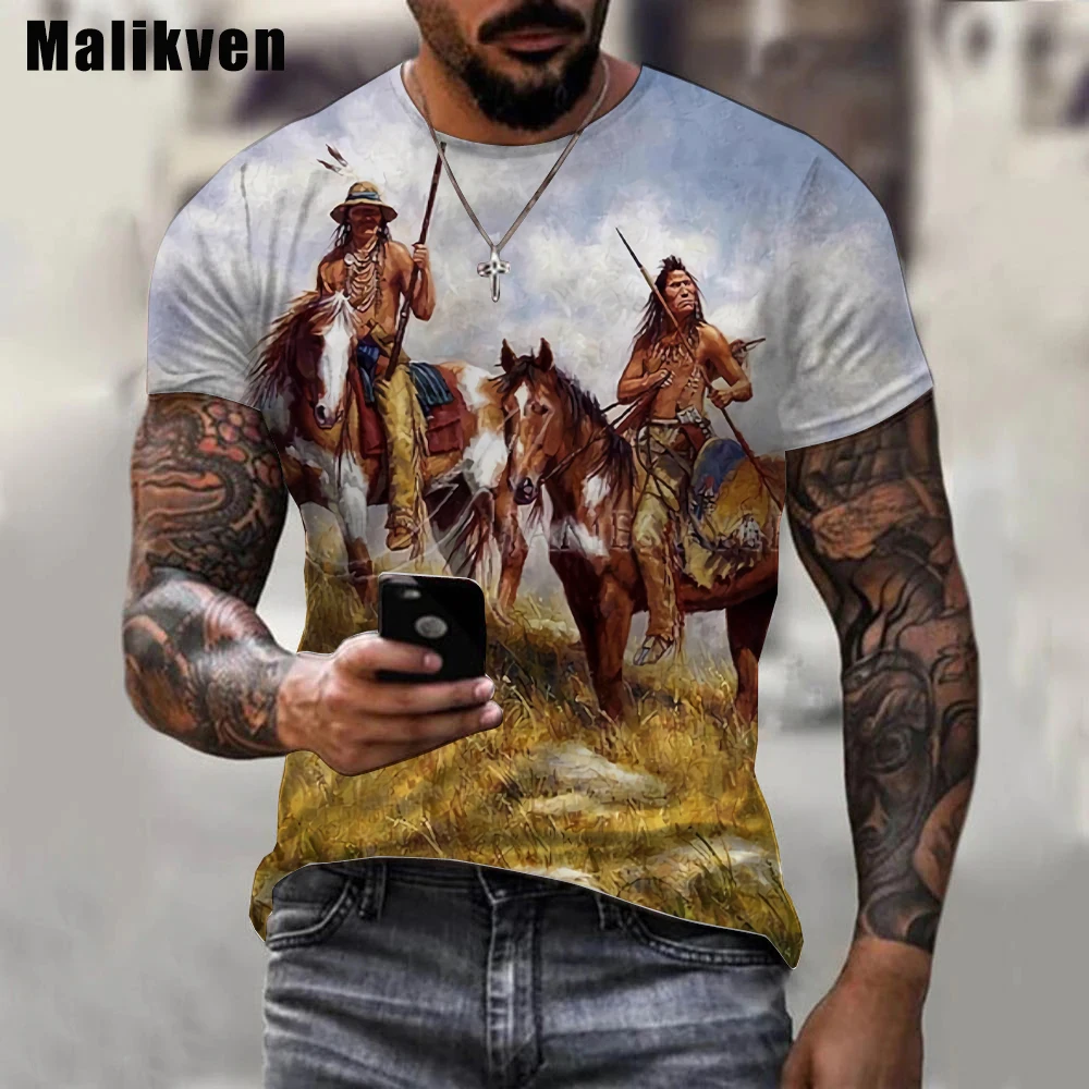 2022 Hot Sale Indians Culture Printed Tshirt Summer Men 3D T-shirt Casual O-Neck Indians Skull T Shirt Streetwear