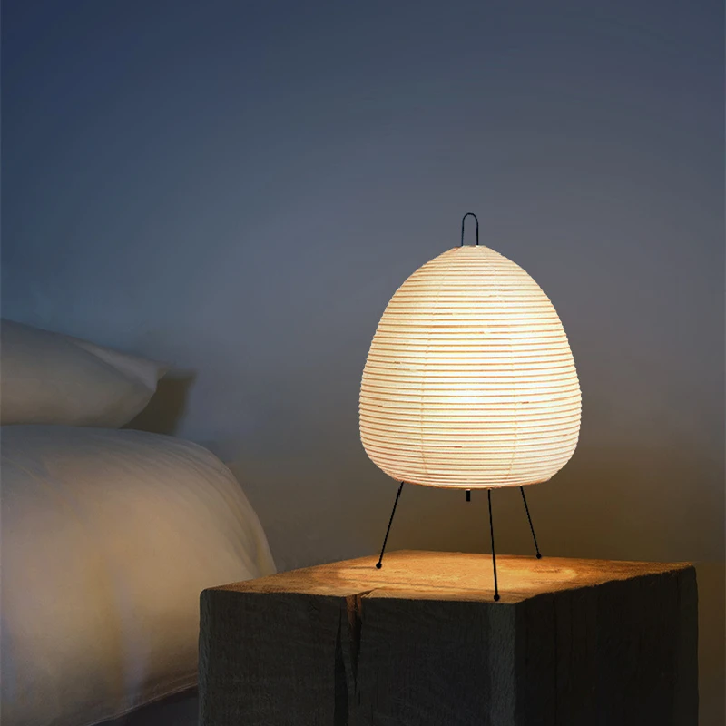 Japanese Rice Paper Lantern LED Table Lamp Bedroom Bedside Desk Light Wabi Sabi Handmade for Living Room Study Read Home Decor