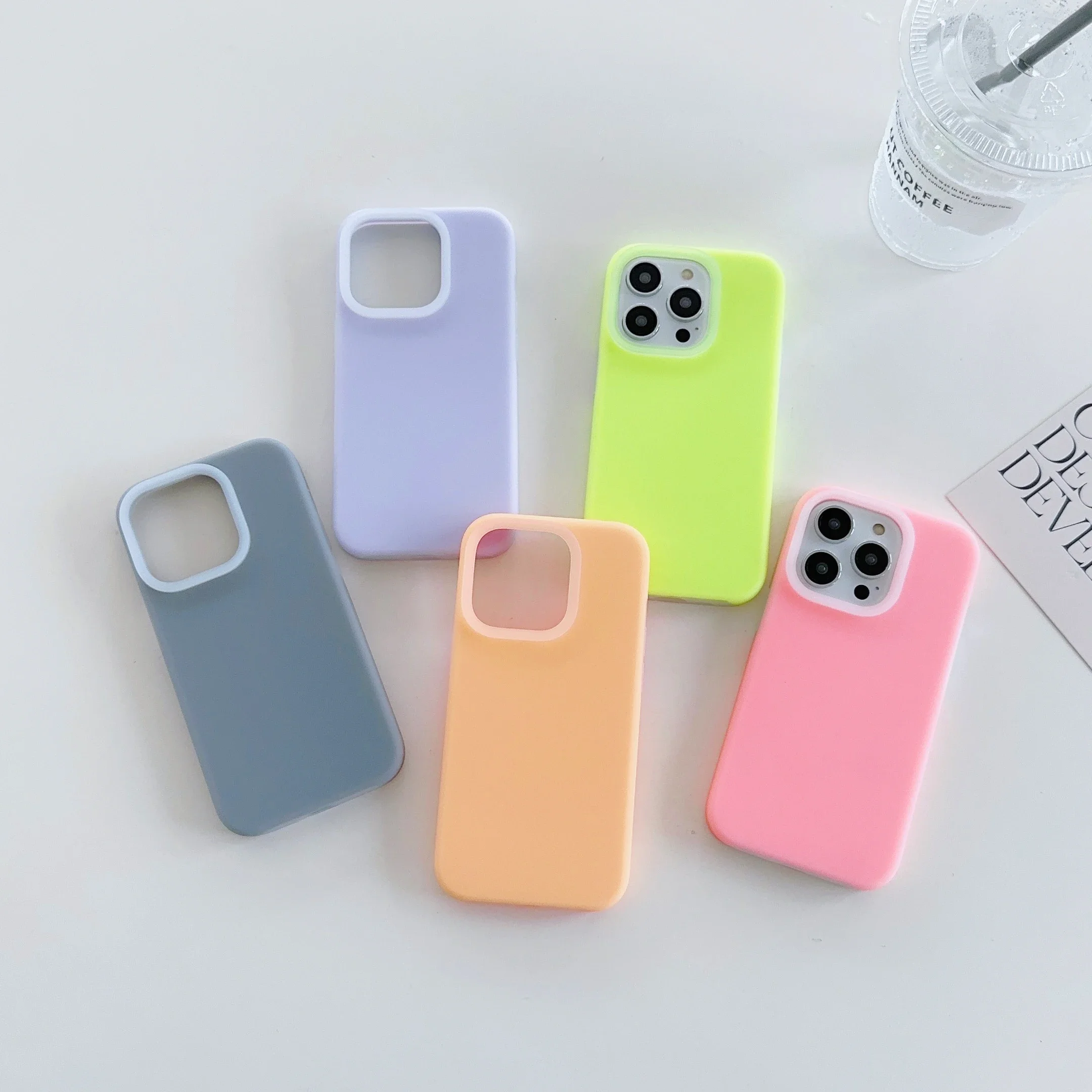 Square Liquid Silicone Phone Case for iPhone 15 14 11 13 12 Pro Max puls Protection Double Color Gel Color Skin Sense Back Cover