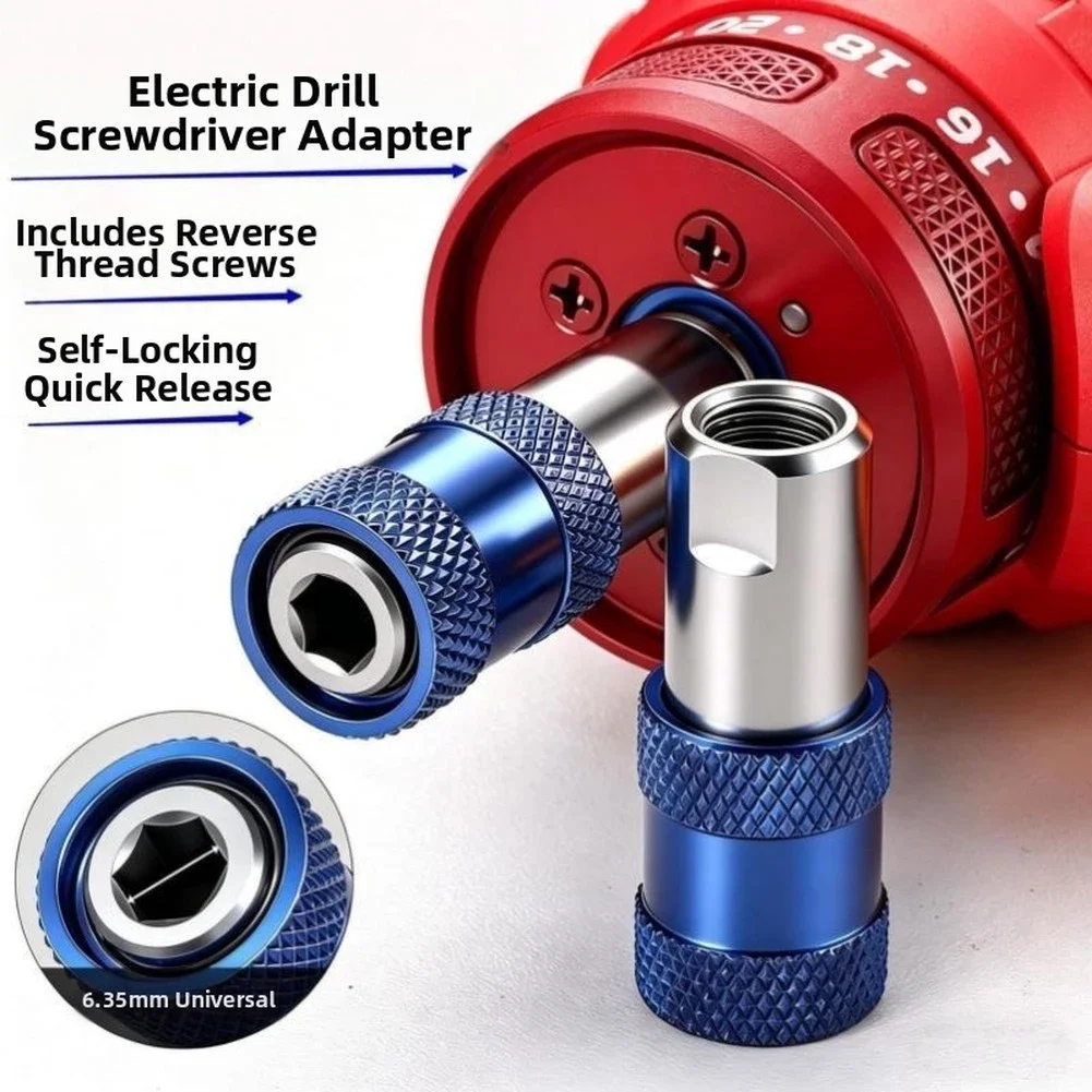 Professional Drill To Driver Adapter 6.35mm Hex Shank Drill To Screwdriver Bit Adapter - Quick Change For Professional DIY