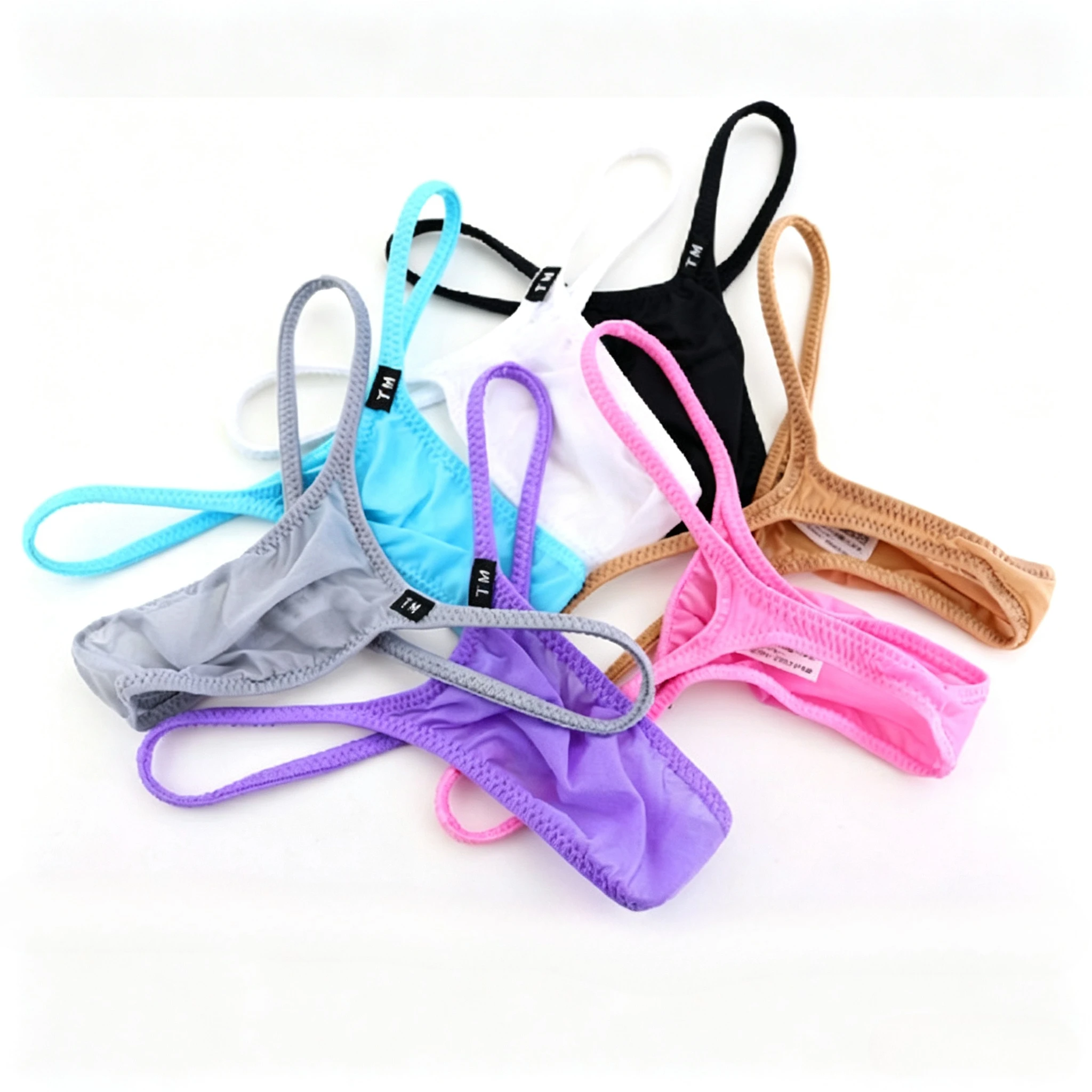 Men Thin Nylon G String Low Rise Elastic Breathable Sexy T-back Thong Underwear Youth Fashion Quick Dry Cool Feel Daily Knickers