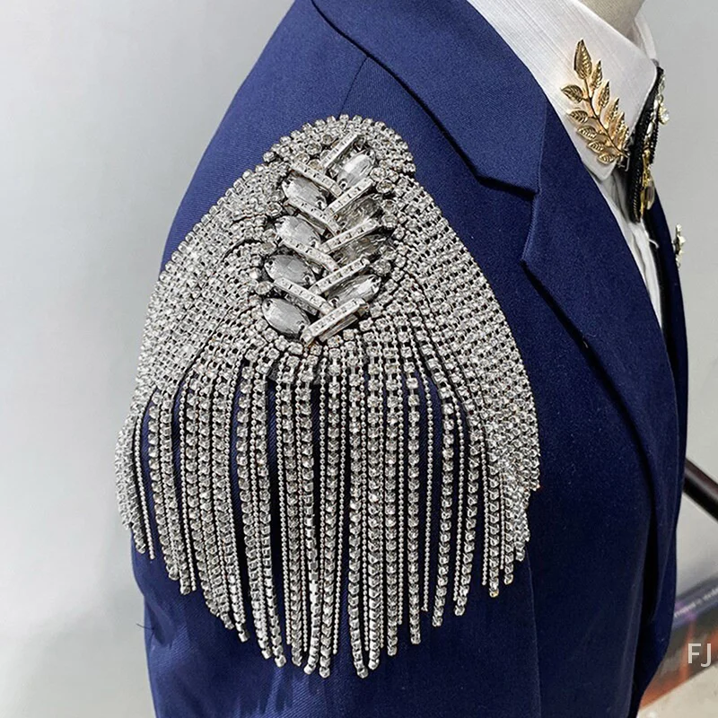 [YU] แฟชั่น Handmade ไหล่เครื่องประดับพู่ Rhinestones Epaulettes เสื้อผ้าอุปกรณ์เสริมเข็มกลัด Epaulet ไหล่เข็มกลัดของขวัญ