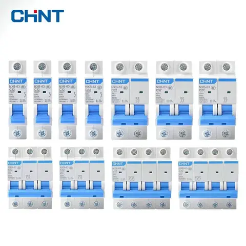 CHINT MCB NXB-63 소형 회로 차단기 1P 2P 3P 4P AC 230/400V CHNT DIN 레일 장착 소형 가정용 공기 스위치