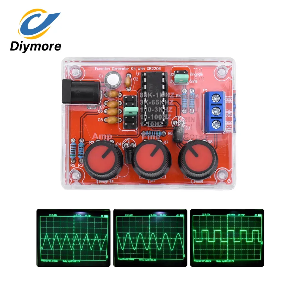 XR2206 High Precision Signal Generator DIY Kit Sine Triangle Square Waves 1Hz 1MHz Frequency Range Adjustable Frequency