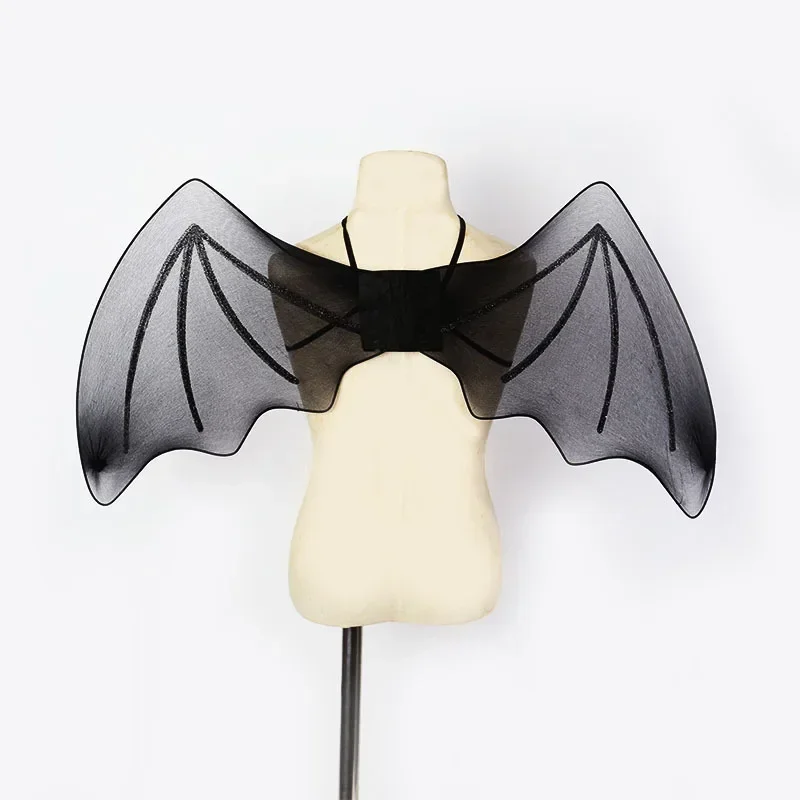 Kids Adult Animal Black Bat Wings Sheer Halloween Cosplay Dress Up Party Costume Props