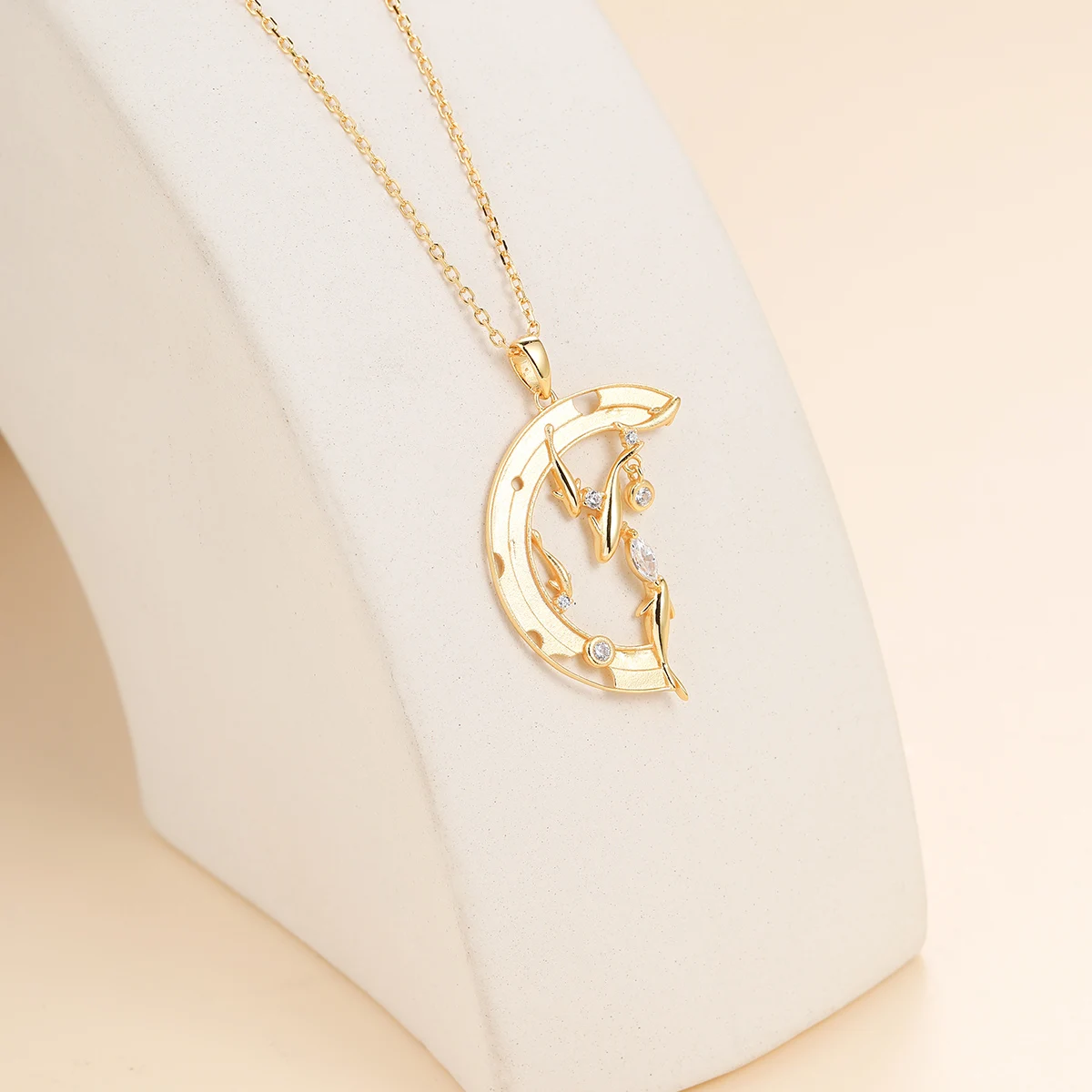 HAIKE S925 Sterling Silver Necklace Original Happiness Dolphin Element Neckchain Playful and Cute Personalized Fashion Collar