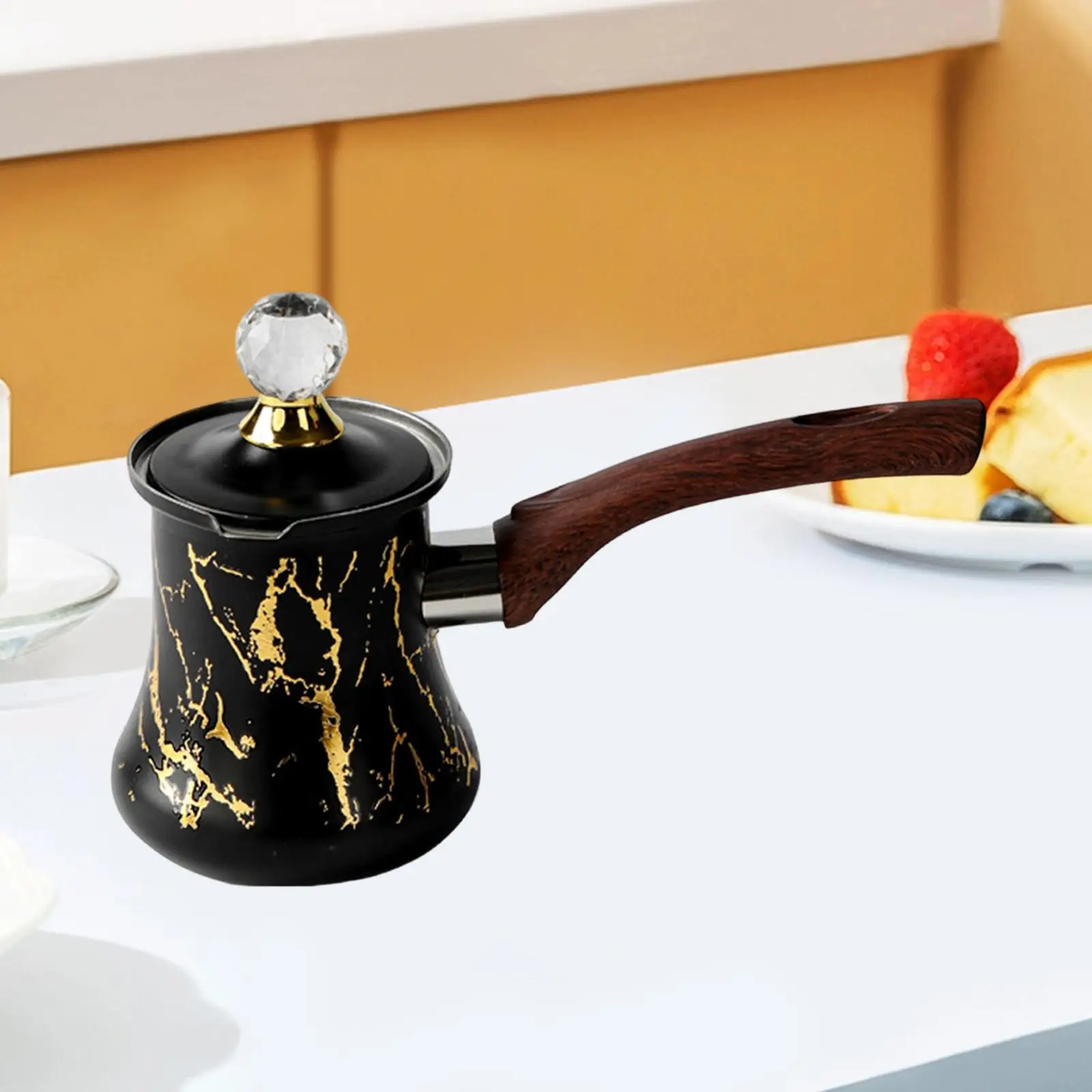 Turkish Coffee Pot with Heat Insulated Handle Stainless Steel Coffee Pot for Gas Stove and Camping Travel