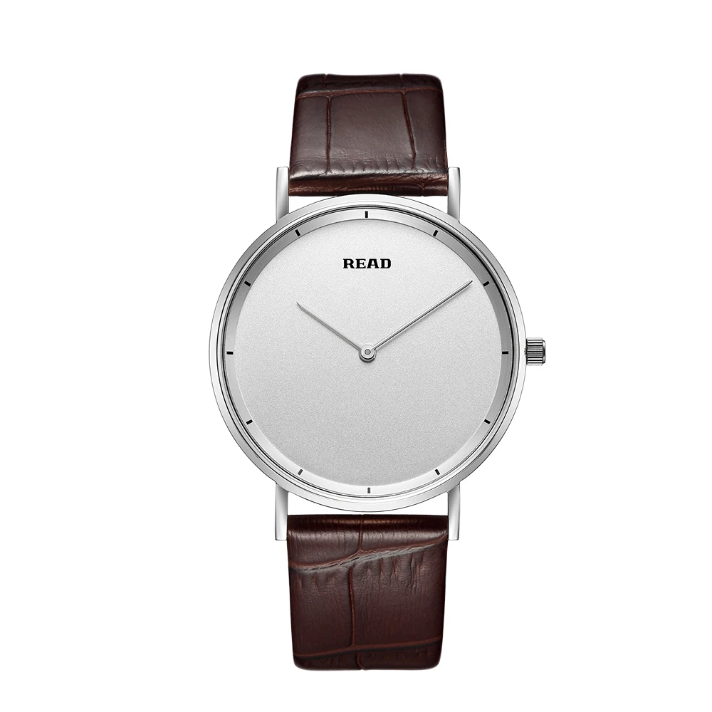 READ Minimalist Men Quartz Watch | Brown Leather Strap | Stainless Steel Case | High Hardness Glass | 3ATM Waterproof