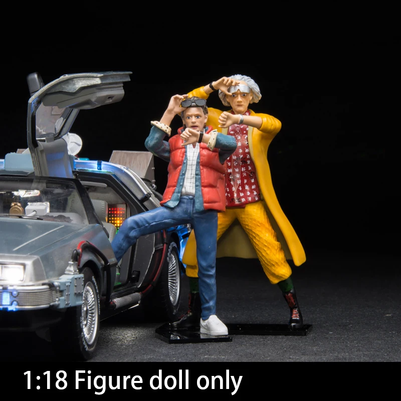 Brown & Marty Figure Doll 1/18 Back To The Future Car Model Scene Display Resin PVC Doll Model Toy For Collection