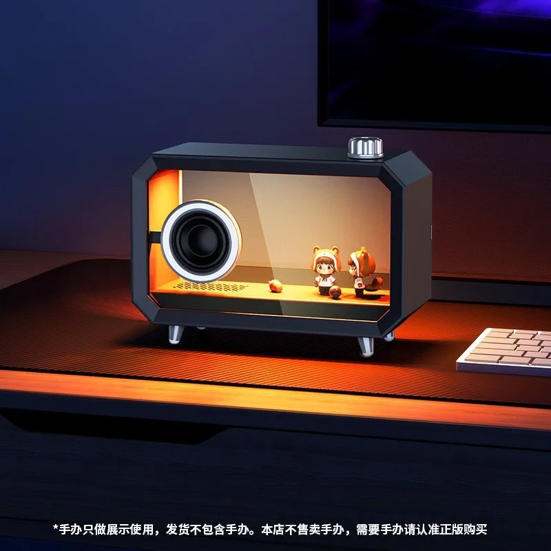 New DIY Transparent RGB Colorful Lighting Computer Subwoofer Bluetooth Speaker Desktop Audio with High Volume Display AUX Play