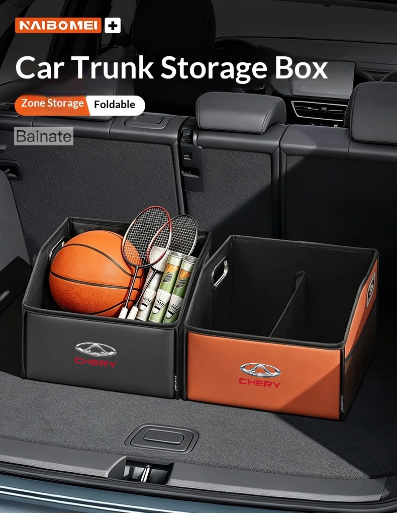 Auto-Kofferraum-Aufbewahrungsbox, Für CHERY TIGGO 2 5 4 TIGGO7 PRO TIGGO8 Plus ARRIZO 6 8 2025, Leder Faltbarer Organizer Auto-Zubehör – Detail 1