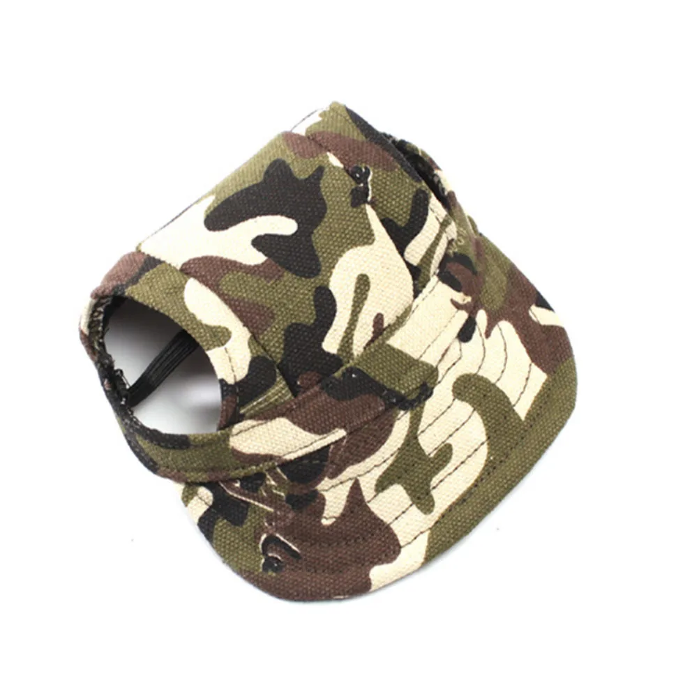 

Cute Puppy Camouflage Hat Durable Canvas Dog Cap with Top Holes for Small Pets Sports Accessory M Dog Canvas Hat