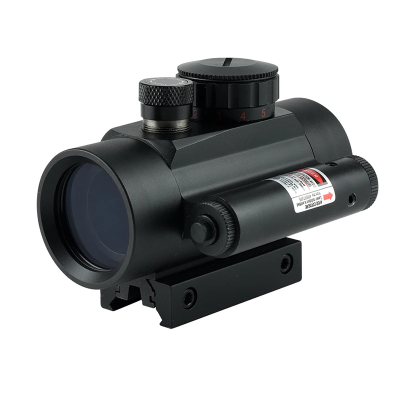 1x40 Cross Sight with Laser Aiming Compact Riflescope Hunting Optics Red/green Dot Illuminated Tactica Scope 11/20mm Rail Mount