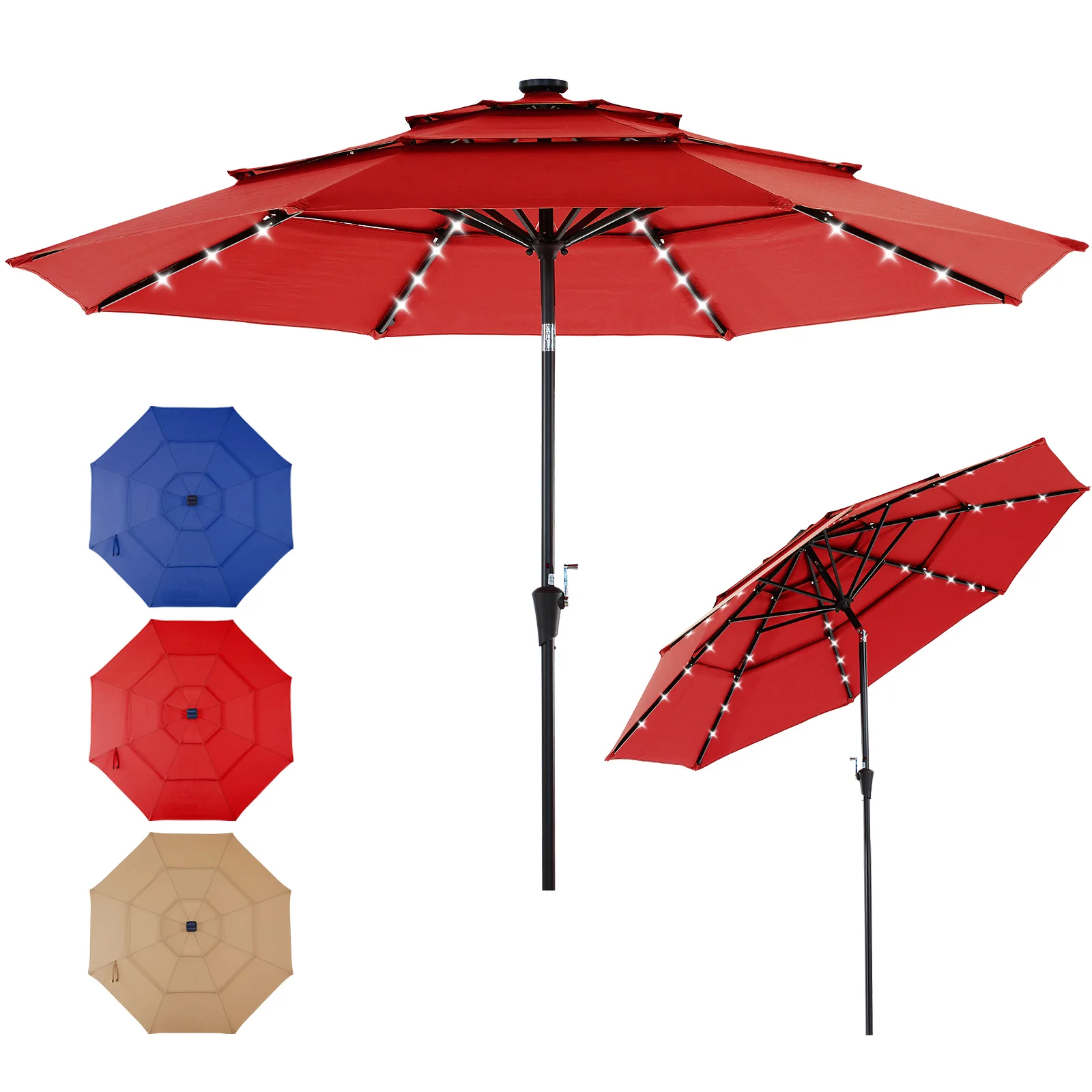Evening patio ambiance with umbrella