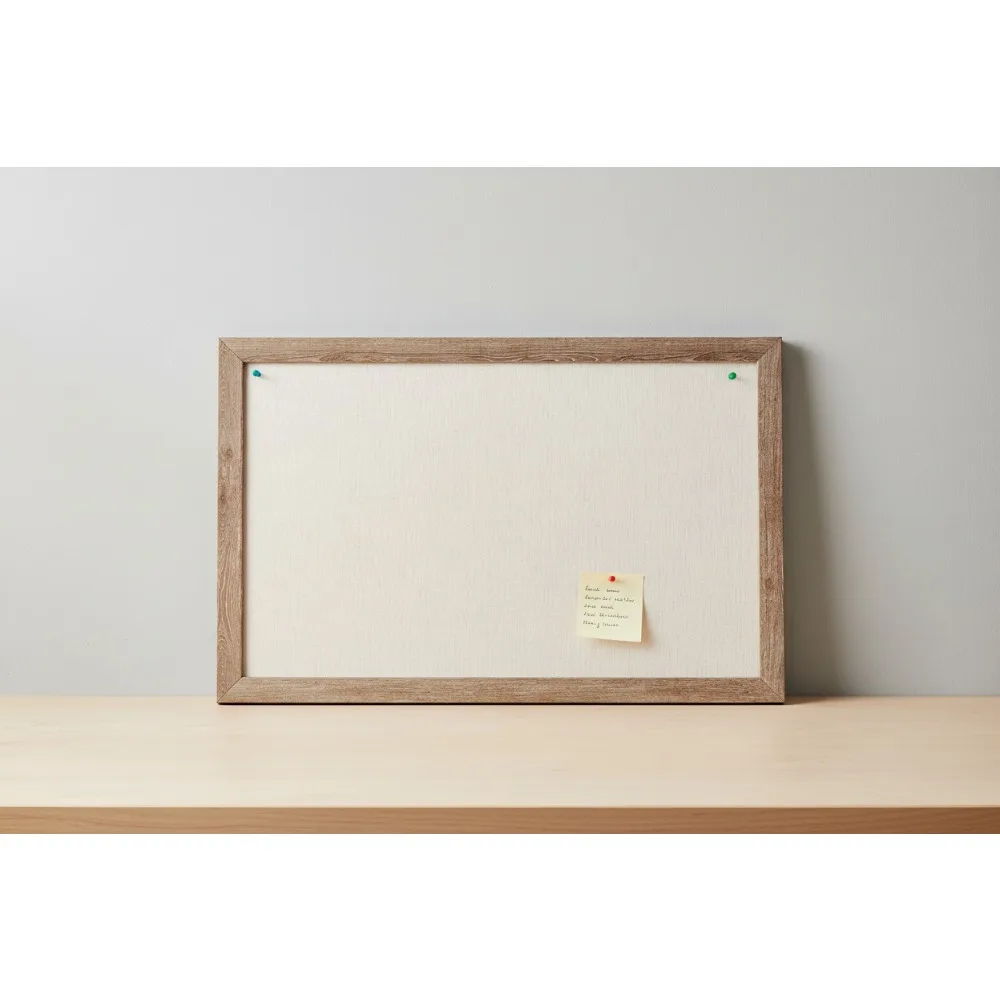 36x24 Inch Rustic Wood Frame Linen Bulletin Board - Industrial Grade Pinning Surface for Office Home Classroom