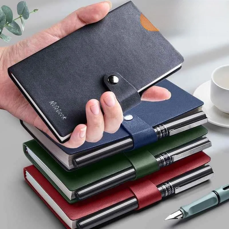 Retro Leather Surface Simple  Notebook Pocket Portable Soft Leather Small Size Note Book Convenient for Quick Jotting