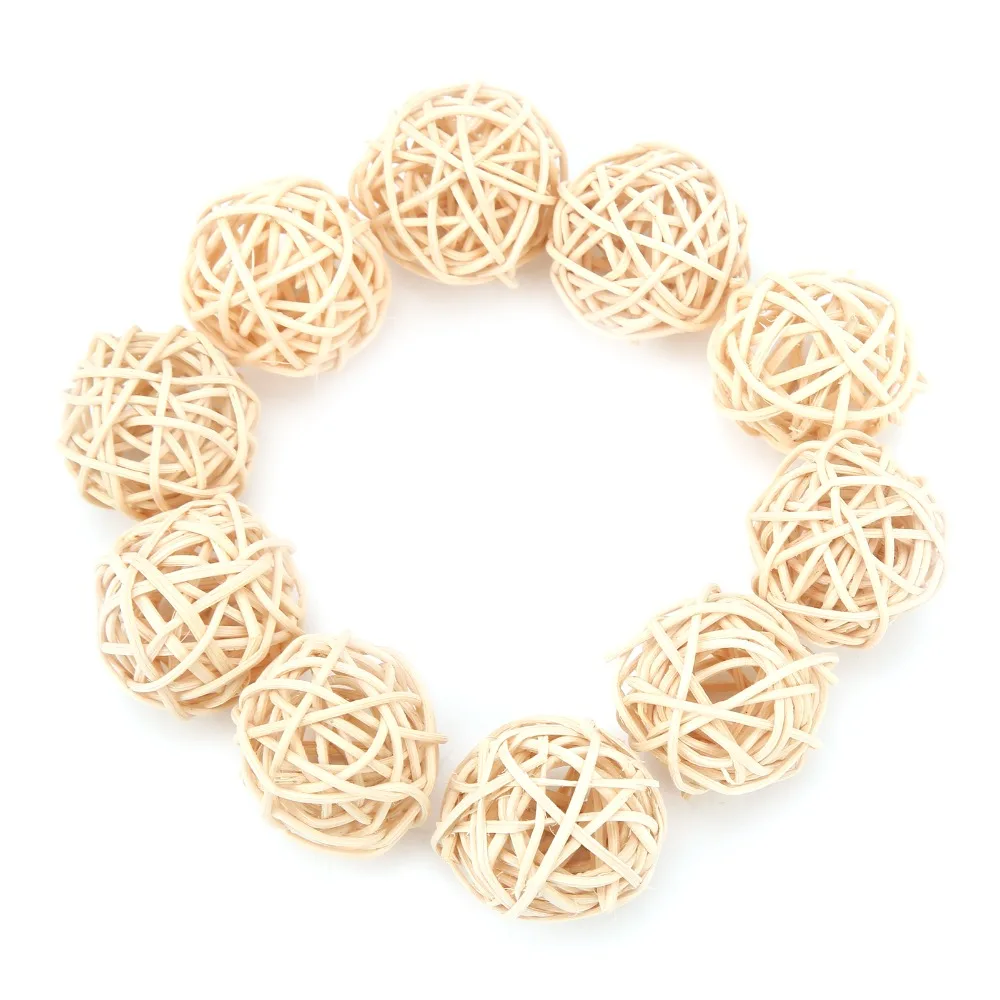 10PCS Hand Woven Rattan Balls Original Color 3CM Diameter Parrot Chew Toys Safe Material Natural Rattan Bird Wicker Balls