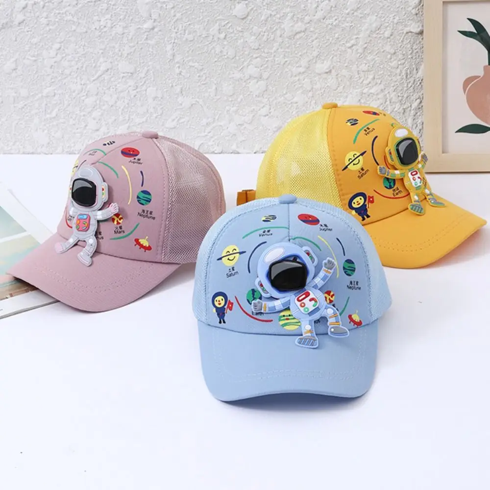 Cartoon Astronaut Baby Baseball Cap Cute UV Protection Planet Print Sun Hat Adjustable Children Peaked Hats Children