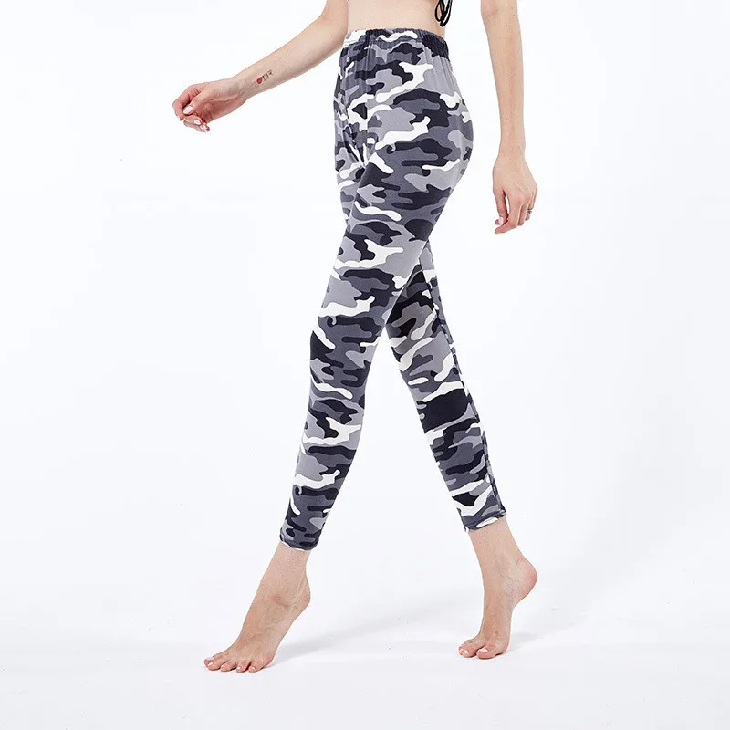 LJCUIYAO – Legging élastique imprimé Camouflage, pantalon Fitness décontracté pour femmes, taille haute, pantalon imprimé beauté dessin animé