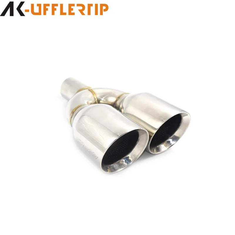 

Suitable for Automotive general stainless steel large diameter one out two double pipe four exhaust pipe modified tail throat 23