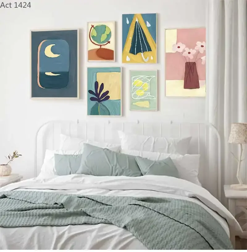 1pc frameless Canvas Painting Boho Cartoon Daisy Sunflower and Fruits Posters Prints Vegetables Popcorn Canvas Painting Wall