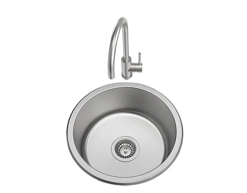 Kitchen 304 Stainless Steel Sink Single Sink Washing Basin round Small Thickened Balcony Mini Dishwashing Pool Single Basin