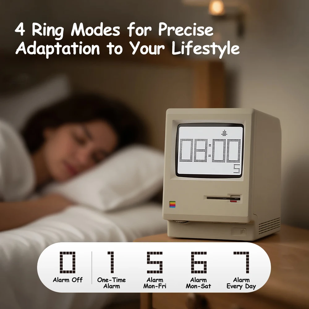 الإبداعية الرجعية ماكلوك ساعة تنبيه ضوء عرض الاستيقاظ ضوء الليل لسطح المكتب ديكور لوحة المفاتيح بجانب مصباح لغرفة نوم الأطفال