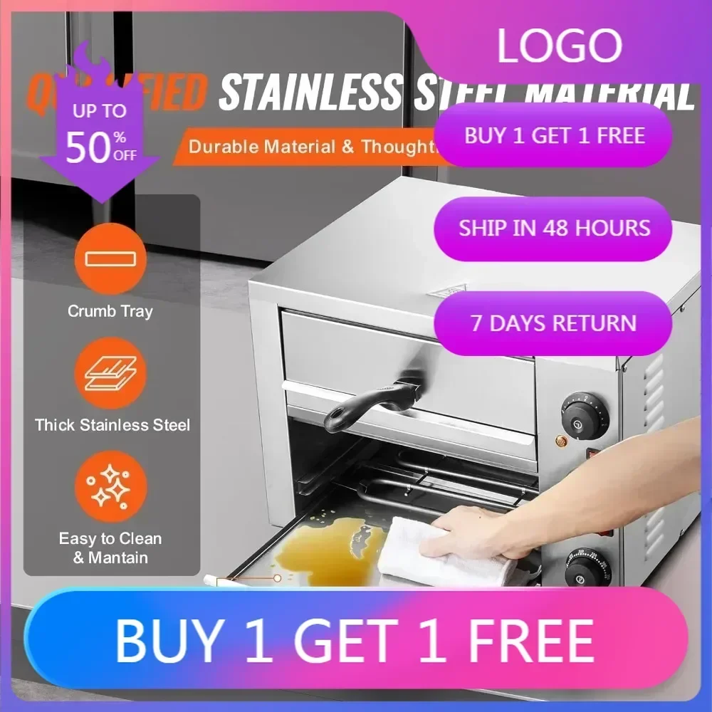 

Настольная электрическая печь для пиццы, 12000 Вт, с контролем температуры и таймером 0–60 минут, с равномерной выпечкой и легкой очисткой